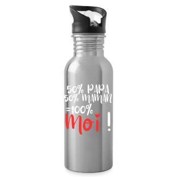 50% Papa, 50% Maman 100% Moi - Gourde avec paille intégrée - argent clair - Droite