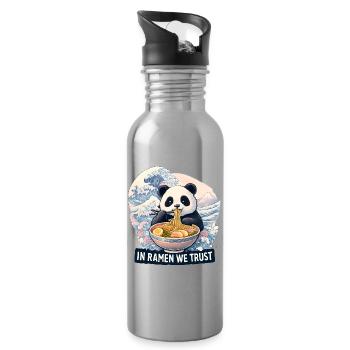 Panda Ramen Noodle Bowl - Water bottle with straw - silver - Right