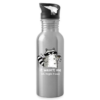 It Wasn't Me Cute Raccoon Saying - Water bottle with straw - silver - Right
