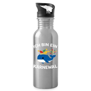 Karnewal Jecke Carnival Funny Pun Gift - Water bottle with straw - silver - Right