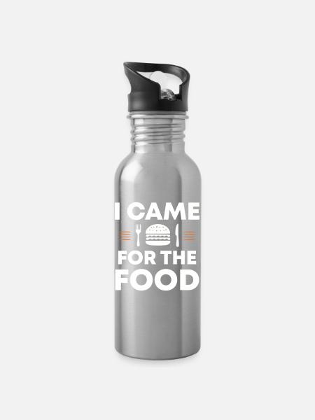 Ich kam wegen des Essens | Came for the food - Trinkflasche mit integriertem Trinkhalm - Lightsilver