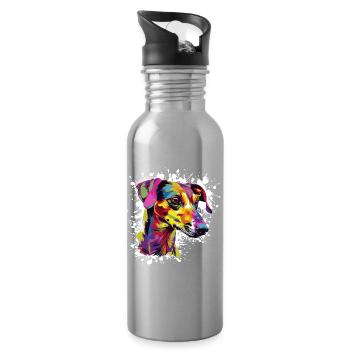 Hund Dog Graffiti  - Trinkflasche mit integriertem Trinkhalm - Lightsilver - Rechts