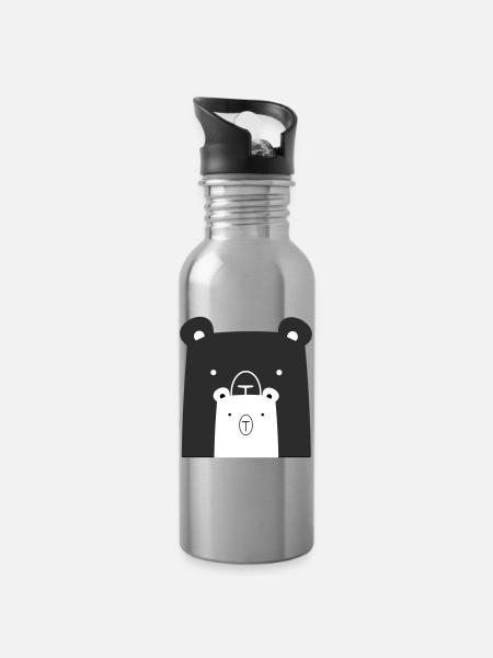 Bären Bär Eisbär Braunbär I Geschenkidee - Trinkflasche mit integriertem Trinkhalm - Lightsilver