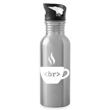 Coffee Break – Witziges HTML Tag Design - Trinkflasche mit integriertem Trinkhalm - Lightsilver - Rechts