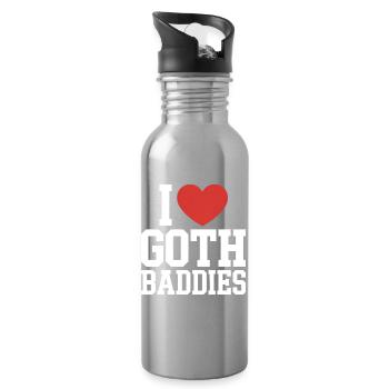 I Love Goth Baddies - Water bottle with straw - silver - Right