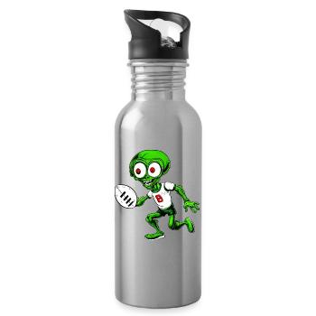 Rugby Player Alien - Water bottle with straw - silver - Right