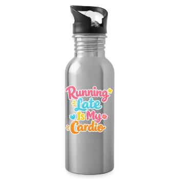 Running Late Is My Cardio - Water bottle with straw - silver - Right