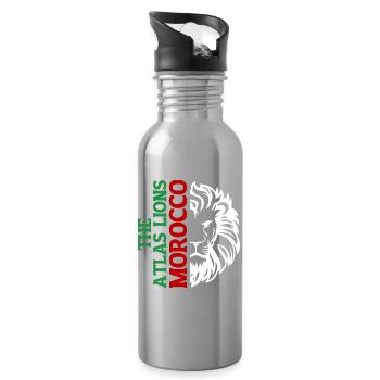 Vertikale Marokko-Typografie mit AtlasLion - Trinkflasche mit integriertem Trinkhalm - Lightsilver - Rechts