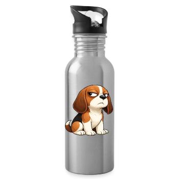 Arrogant Beagle Cartoon Hund Comic Eingeschnappt - Trinkflasche mit integriertem Trinkhalm - Lightsilver - Rechts