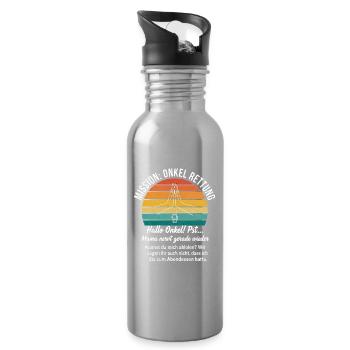 Mission: Uncle Rescue – Gift T-Shirt - Water bottle with straw - silver - Right