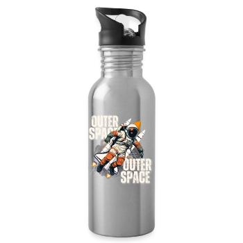 Astronaut in rocket jump - Water bottle with straw - silver - Right