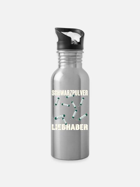Schwarzpulver Liebhaber - Trinkflasche mit integriertem Trinkhalm - Lightsilver