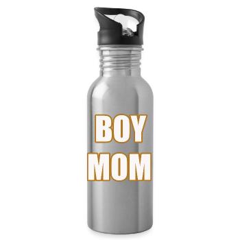 Boy Mom Proud Mother of Sons Statement Shirt - Water bottle with straw - silver - Right