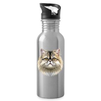 Persian Cat Persian Cat Persian Cat Cute Cats - Water bottle with straw - silver - Right