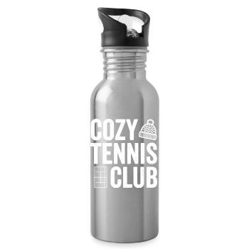 Cozy Tennis Club, stylisches Tennis Polo  - Trinkflasche mit integriertem Trinkhalm - Lightsilver - Rechts