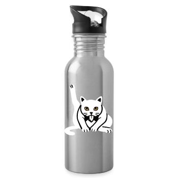 Drôle de chat chats chat amoureux chaton - Gourde avec paille intégrée - argent clair - Droite