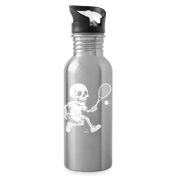 Jeu de tennis squelette Humour Design - Gourde avec paille intégrée - argent clair - Droite