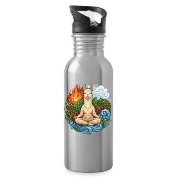 Zen Lama - Spirituelle Elemente & Meditation - Trinkflasche mit integriertem Trinkhalm - Lightsilver - Rechts