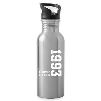 33. Geburtstag 1993 Limited Edition Mann Frau  - Trinkflasche mit integriertem Trinkhalm - Lightsilver - Rechts