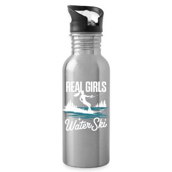  Real Girls Water Ski Wasserski Frauen See Sommer - Trinkflasche mit integriertem Trinkhalm - Lightsilver - Rechts
