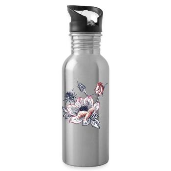 Vintage Bouquet - Water bottle with straw - silver - Right