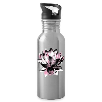 Lotus Flower Yoga - Water bottle with straw - silver - Right