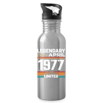 Cadeau Anniversaire Avril 1977 Rétro Avril 1977 - Gourde avec paille intégrée - argent clair - Droite