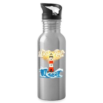 Lighthouse - Desire for the sea - Water bottle with straw - silver - Right