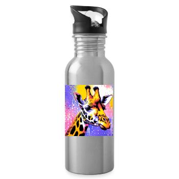 Giraffe - Trinkflasche mit integriertem Trinkhalm - Lightsilver - Rechts
