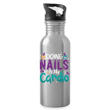 Nageldesigner Nageldesignerin Kosmetik Nagelstudio - Trinkflasche mit integriertem Trinkhalm - Lightsilver - Rechts