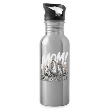 Mom! Funny Seagulls Streetwear Style - Water bottle with straw - silver - Right