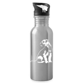 Border Terrier « Édition noire » - Gourde avec paille intégrée - argent clair - Droite
