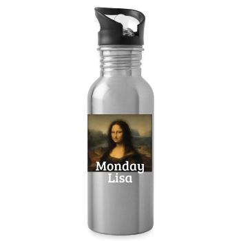 Lundi Lisa Leonardo Da Vinci Drôle Mona Lisa - Gourde avec paille intégrée - argent clair - Droite