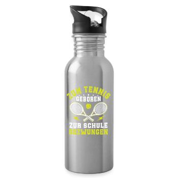 Zum Tennis geboren zur Schule gezwungen - Trinkflasche mit integriertem Trinkhalm - Lightsilver - Rechts