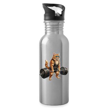 Culturisme Cat - Gourde avec paille intégrée - argent clair - Droite