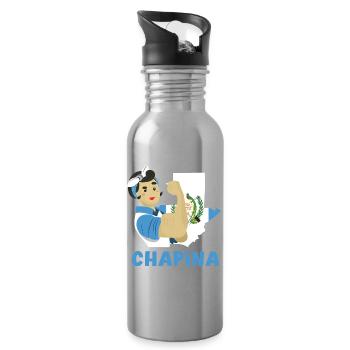 Guatemala Flagge T-Shirt Stolz & Heimat Chapín - Trinkflasche mit integriertem Trinkhalm - Lightsilver - Rechts