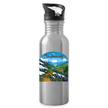 The journey is the goal – mountain path - Water bottle with straw - silver - Right