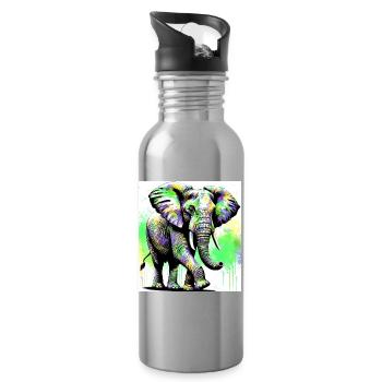 Elefant - Trinkflasche mit integriertem Trinkhalm - Lightsilver - Rechts