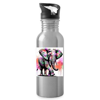 éléphant - Gourde avec paille intégrée - argent clair - Droite