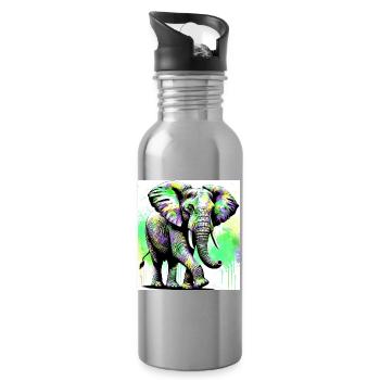 éléphant - Gourde avec paille intégrée - argent clair - Droite