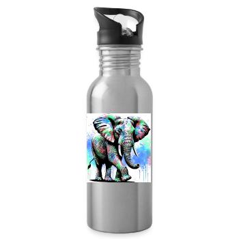 Elefant - Trinkflasche mit integriertem Trinkhalm - Lightsilver - Rechts