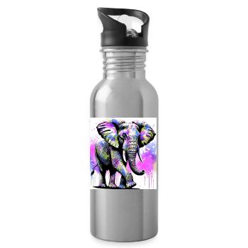 Elefant - Trinkflasche mit integriertem Trinkhalm - Lightsilver - Rechts