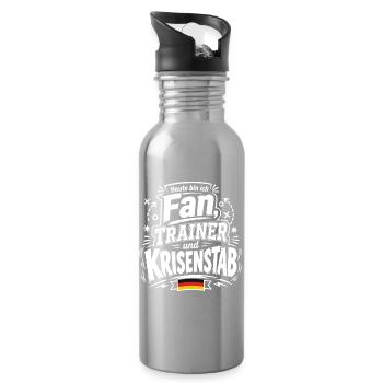 Heute bin ich Fan, Trainer und Krisenstab - Trinkflasche mit integriertem Trinkhalm - Lightsilver - Rechts