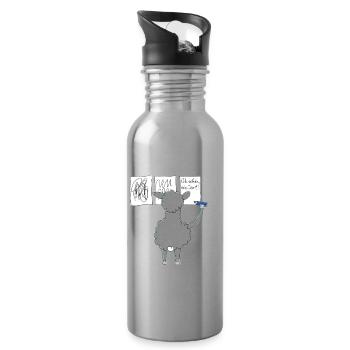 Das Lama übt Schreiben - Trinkflasche mit integriertem Trinkhalm - Lightsilver - Rechts