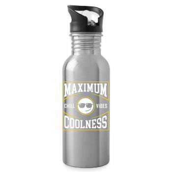 Maximum Coolness Happy Face - Water bottle with straw - silver - Right