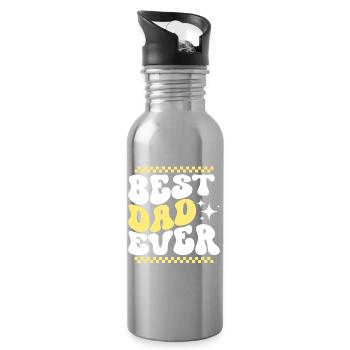 Meilleur cadeau de fête des pères papa papa - Gourde avec paille intégrée - argent clair - Droite