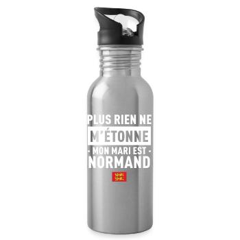 Plus Rien Ne M Etonne Mon Mari Est Normand T-Sh... - Gourde avec paille intégrée - argent clair - Droite