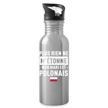 Plus Rien Ne M Etonne Mon Mari Est Polonais T-S... - Gourde avec paille intégrée - argent clair - Droite