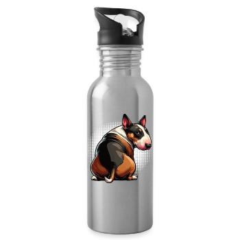 Miniature Bull Terrier Bully Bull Terrier Owner - Water bottle with straw - silver - Right
