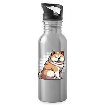 Akita Akita propriétaire Akitas Akita amoureux Akitafan - Gourde avec paille intégrée - argent clair - Droite